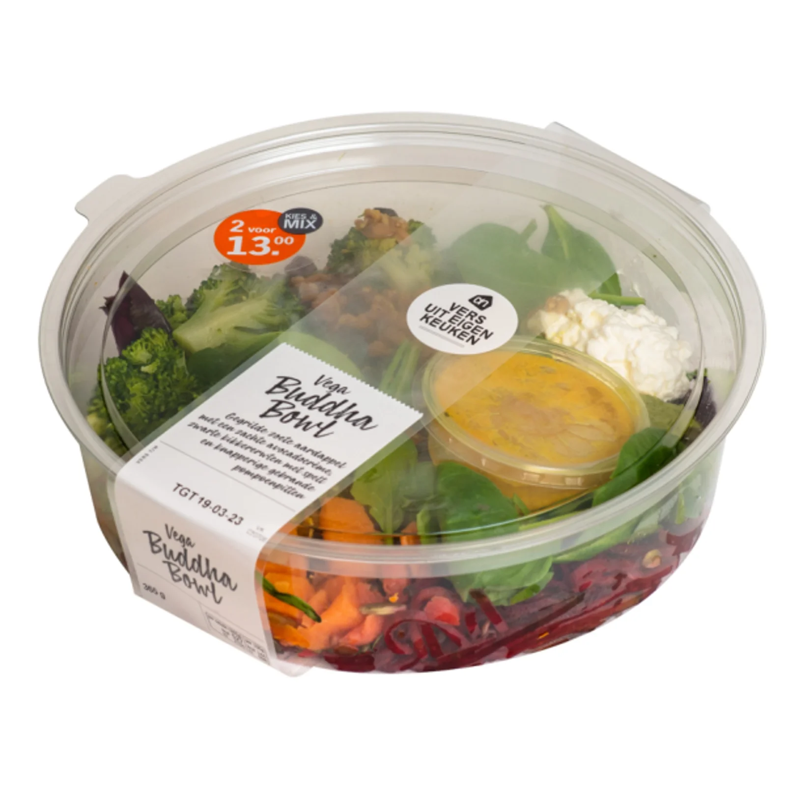 Salad labelled with a printed band