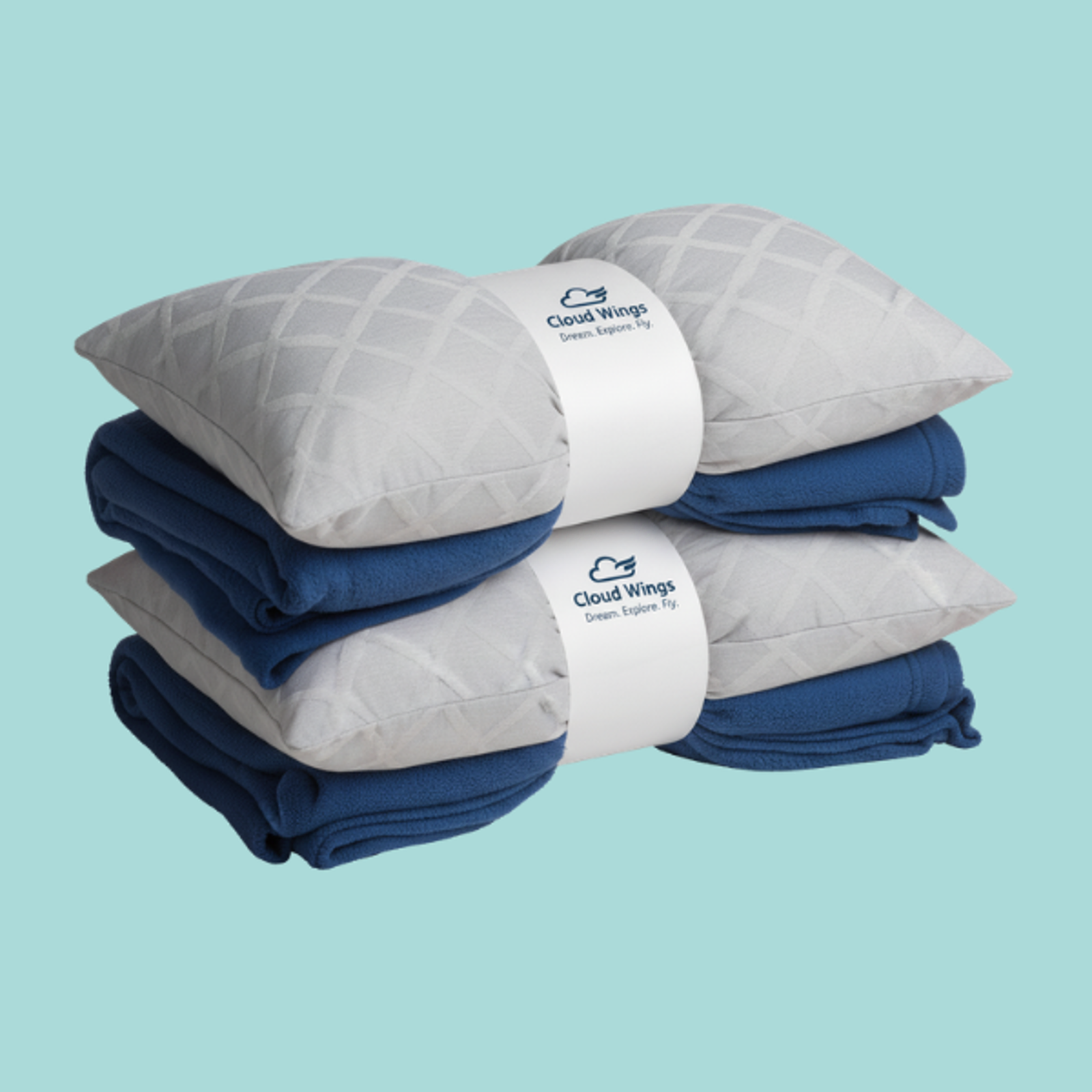 Bundled pillow and blanket with banded packaging